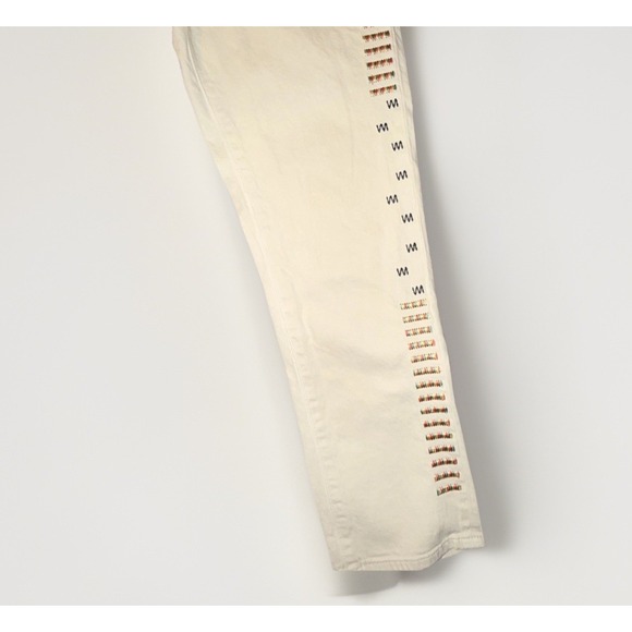 Pilcro & the Letterpress Anthropologie Embroidered Slim Boyfriend Jeans 32x28 - Picture 2 of 7